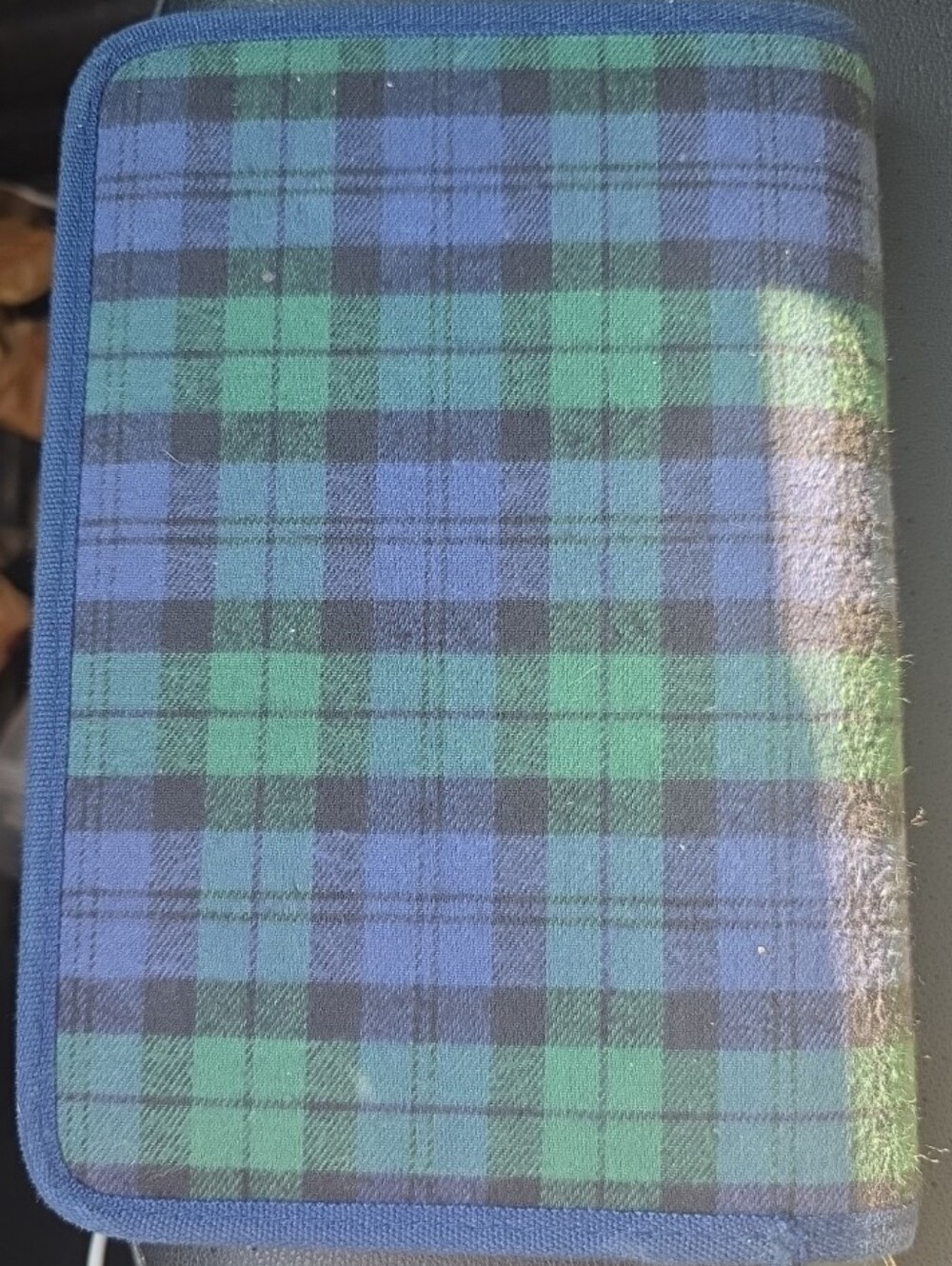 Vintage Mickey Mouse Plaid Zip Pouch - Blue & Green with Yellow Accents - Picture 2 of 4